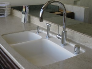 Corian Tumbleweed With 872 Bisque Integral Sink In Showroom
