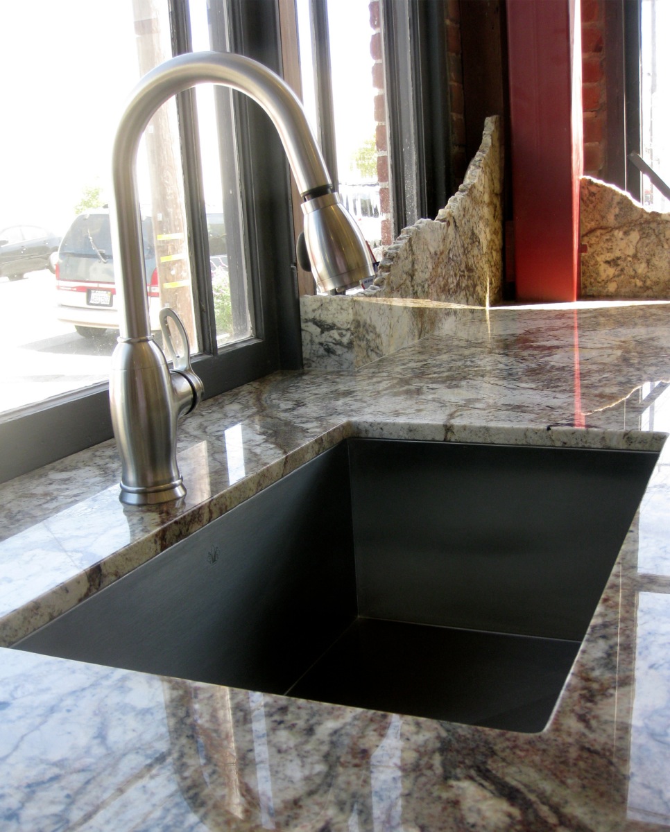 Granite Typhoon Bordeaux With Undermount Sink In Showroom